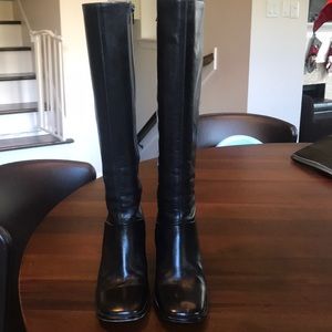 Leather knee high boots